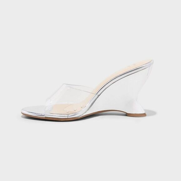 A New Day -  Women's Wedge High Heels Dress Memory Fo Silver - Picture 2 of 5